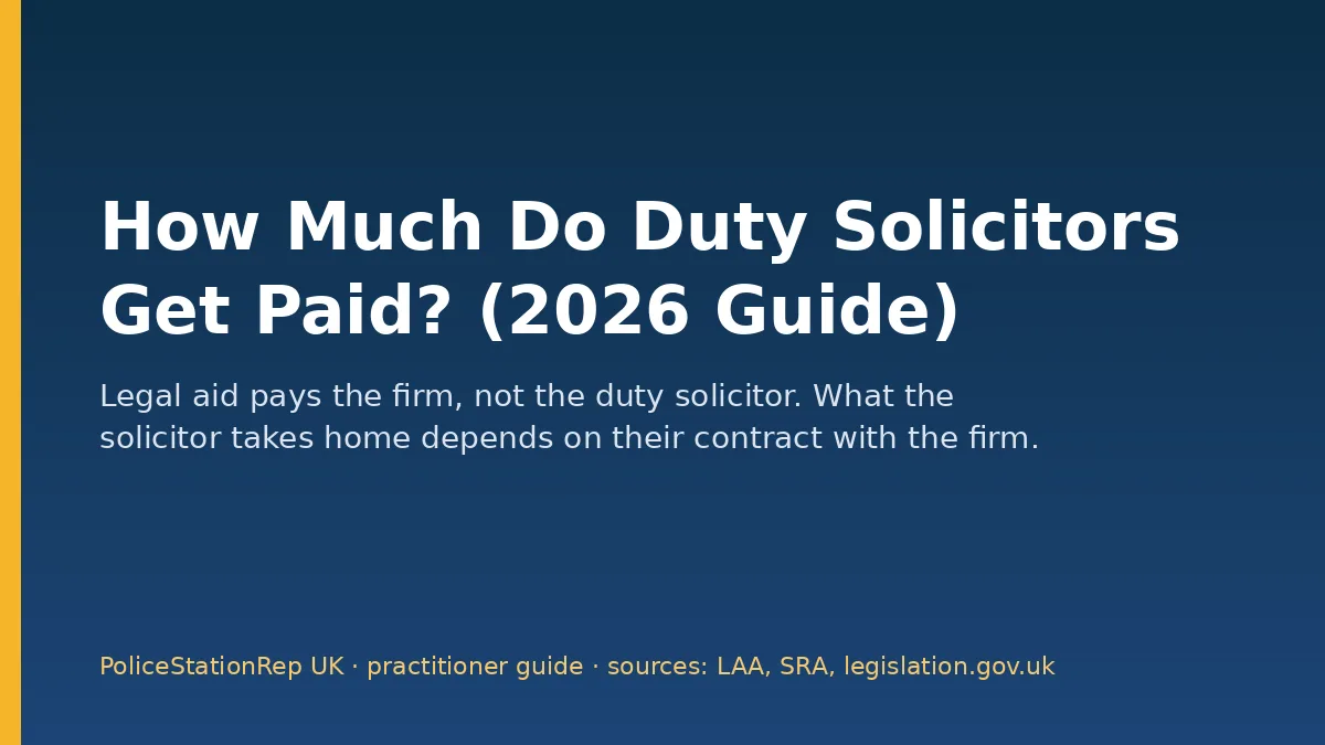 PoliceStationRep UK title card: How Much Do Duty Solicitors Get Paid? (2026 Guide)