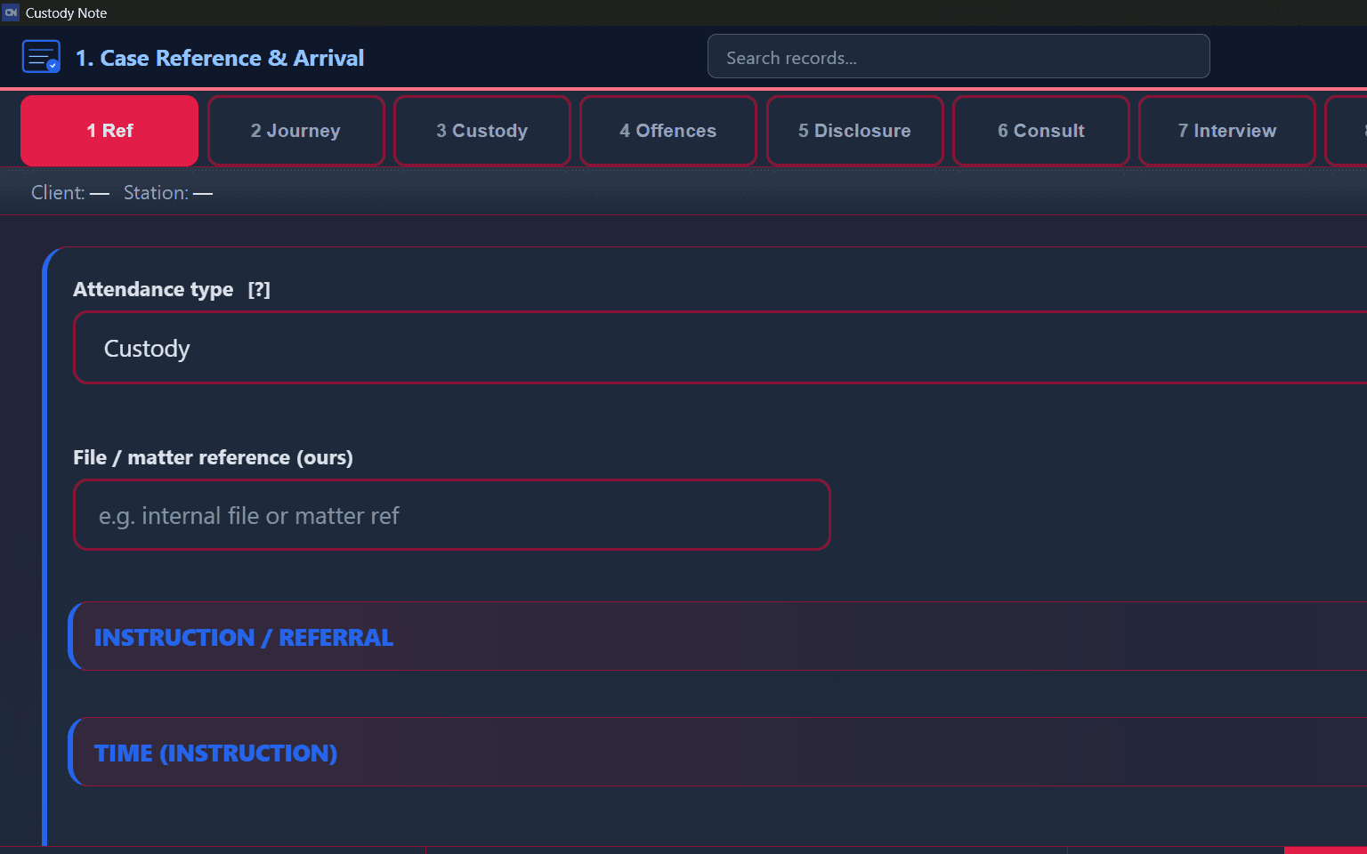 Case Reference & Arrival