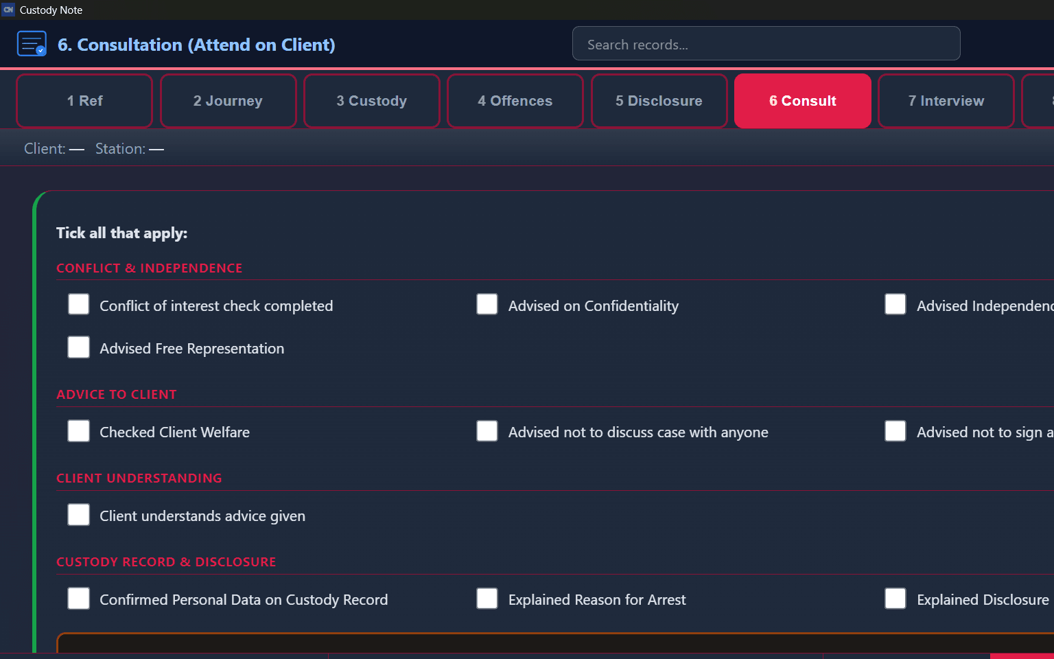 Consultation checklist