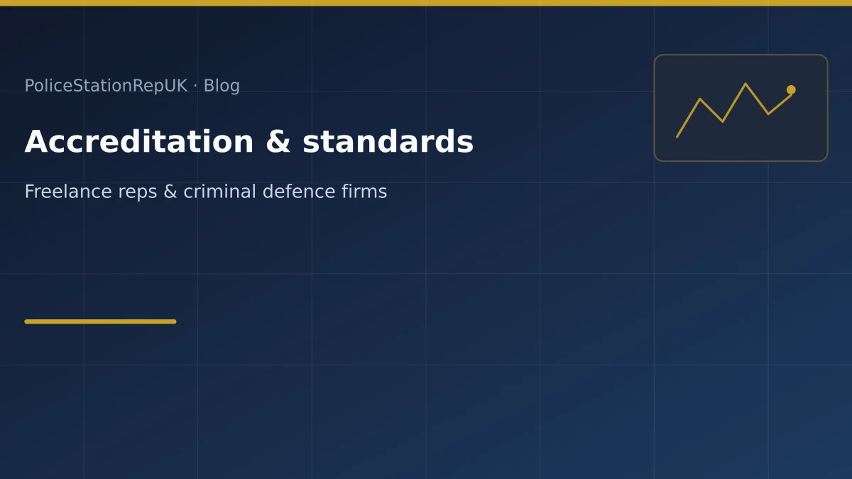 Graphic header: accreditation and professional standards for freelance police station work