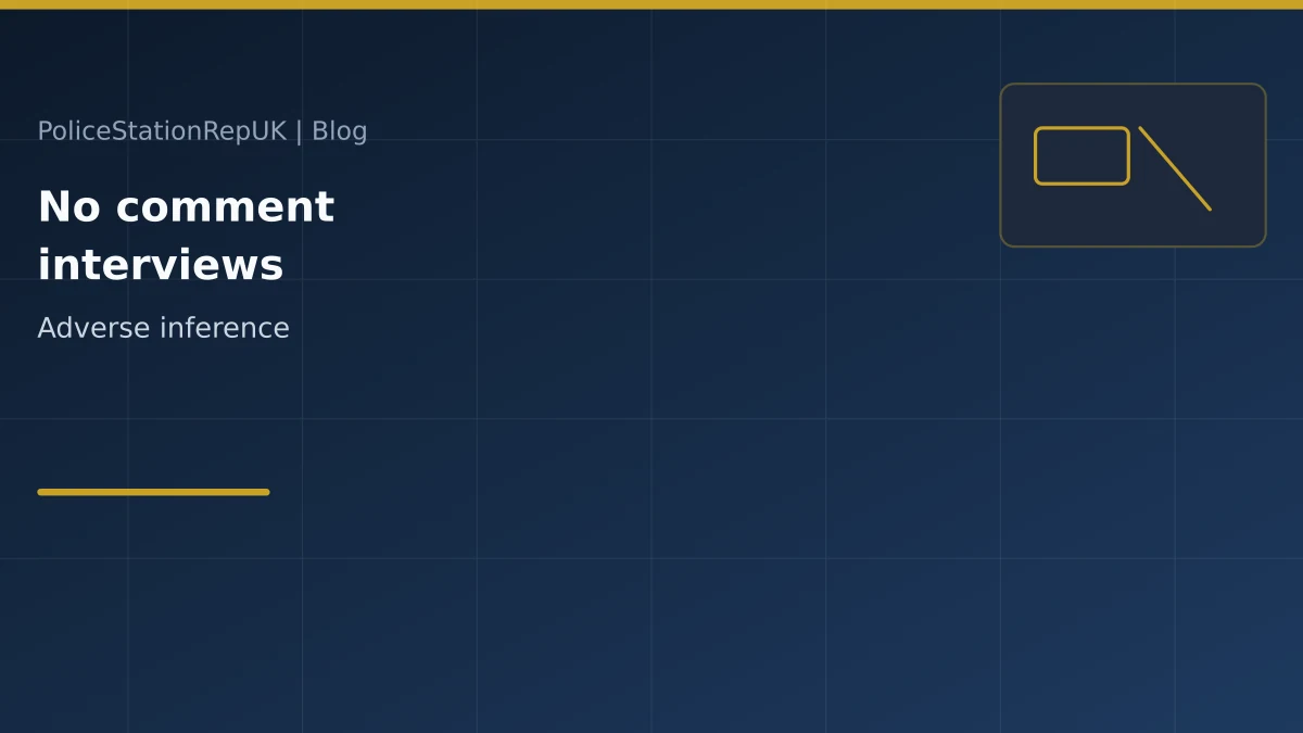 Graphic header: adverse inference and no comment police interviews for representatives