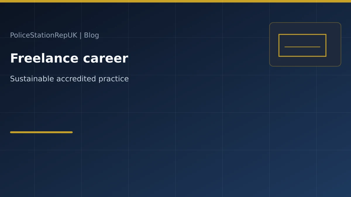 Graphic header: freelance police station representative career and professional growth