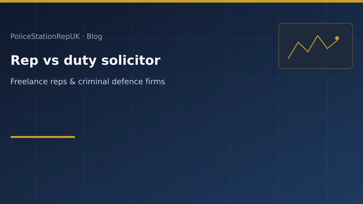 Graphic header: freelance police station representative compared with duty solicitor role