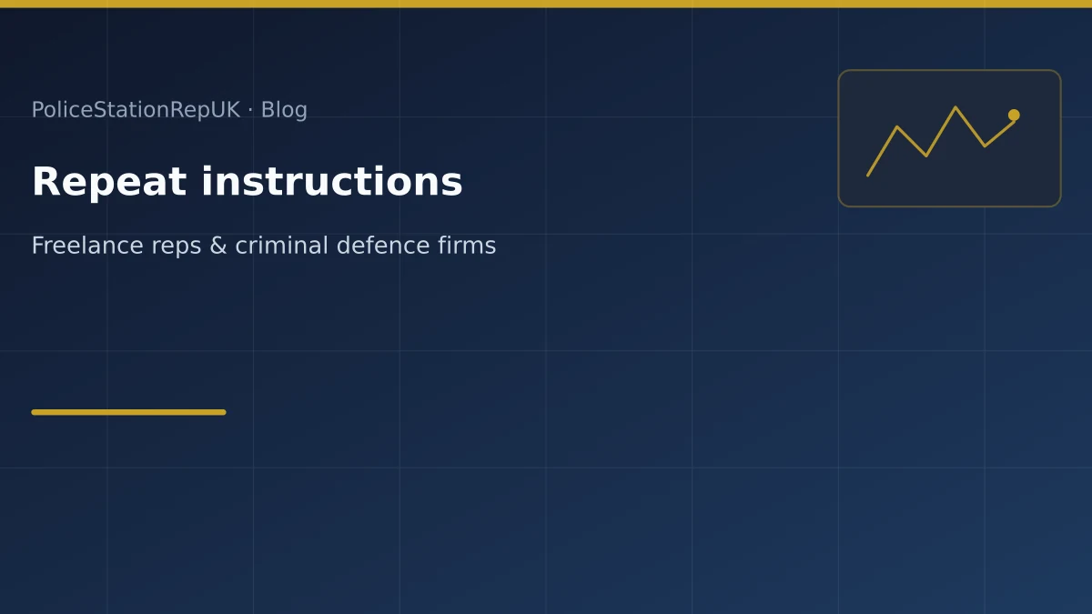 Graphic header: freelance police station representative building repeat instructions from law firms