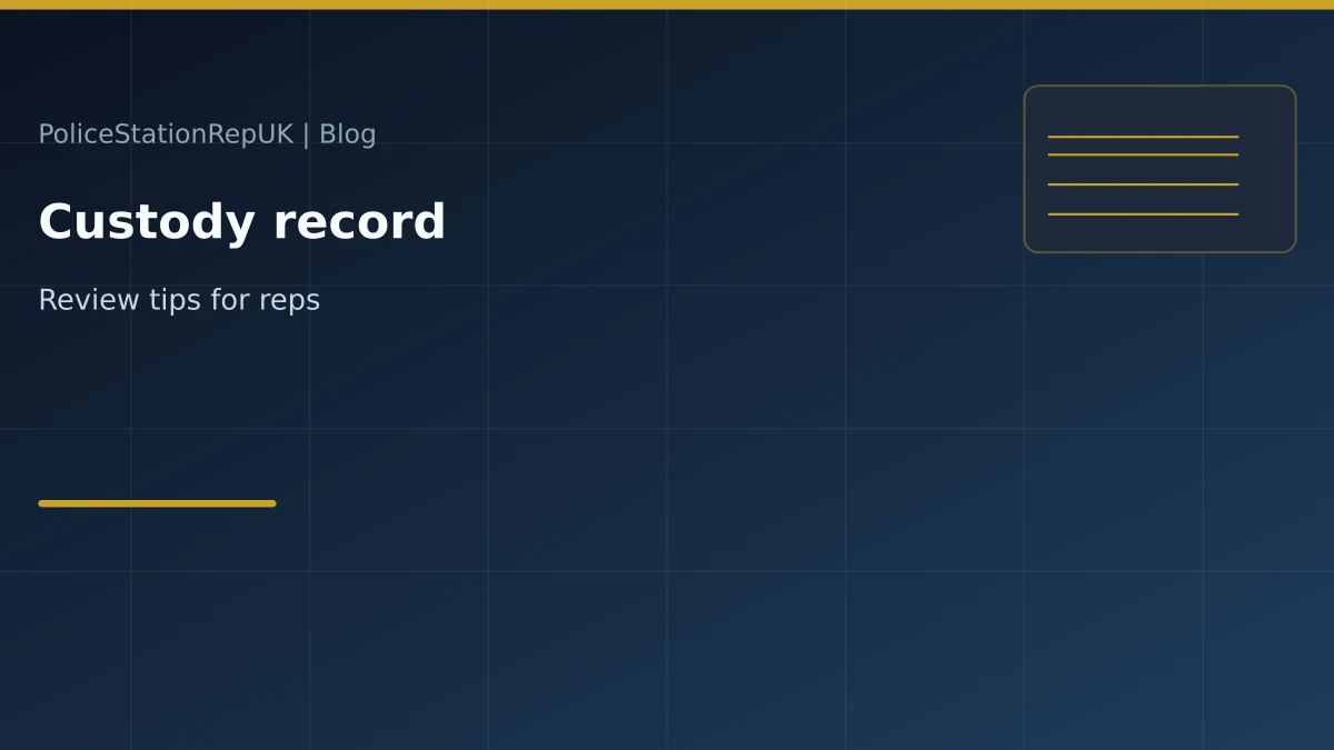 Graphic header: reviewing a police custody record as a representative