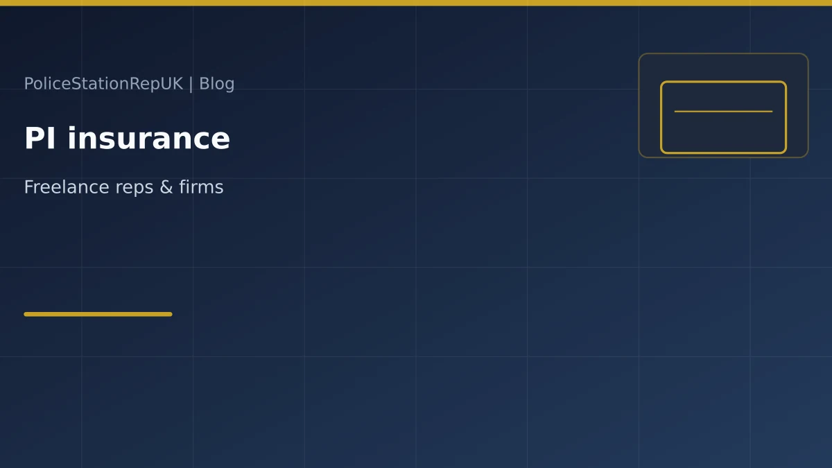 Graphic header: professional indemnity insurance for police station representatives
