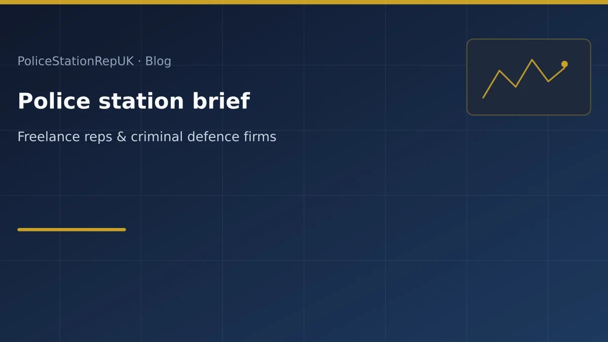 Graphic header: law firm preparing police station brief for freelance representative