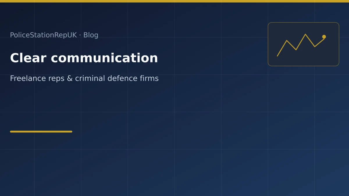 Graphic header: fast clear communication in police station representation