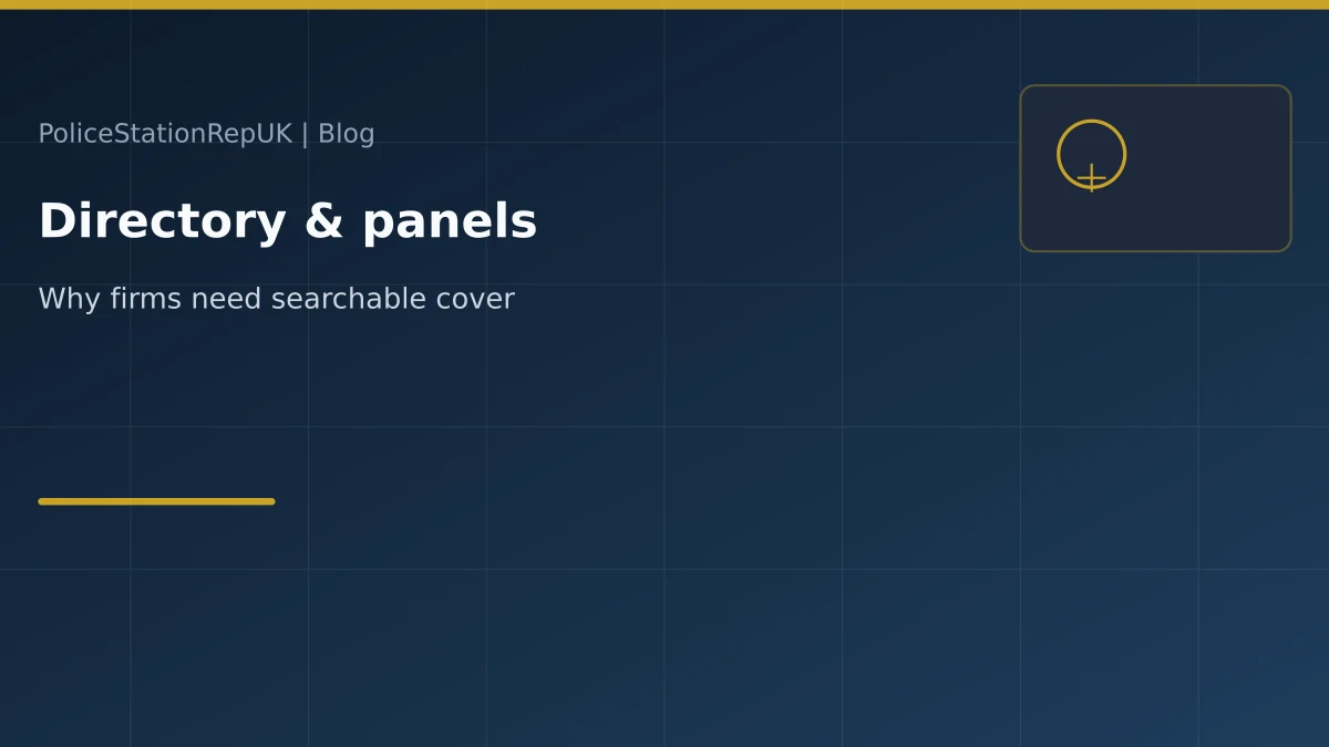 Graphic header: law firms using a police station representative directory